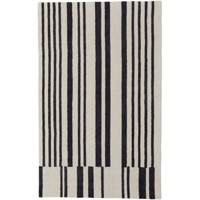 Ryo Ivory Black Hand-Tufted Striped Rug