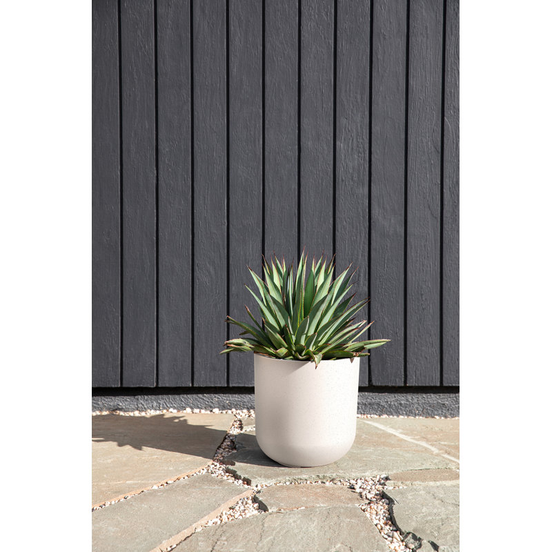Mason Series White 10" Plastic-Stone Indoor/Outdoor Planter