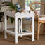 Table d'appoint bali & pari en rotin naturel - Table d'appoint à deux niveaux en osier tressé à la main avec plateau festonné pour salon, blanche