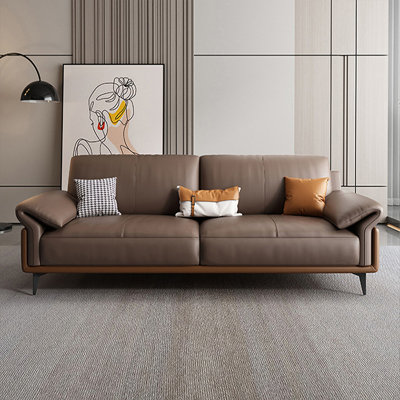 Causeuse coussin en cuir véritable Coffee
