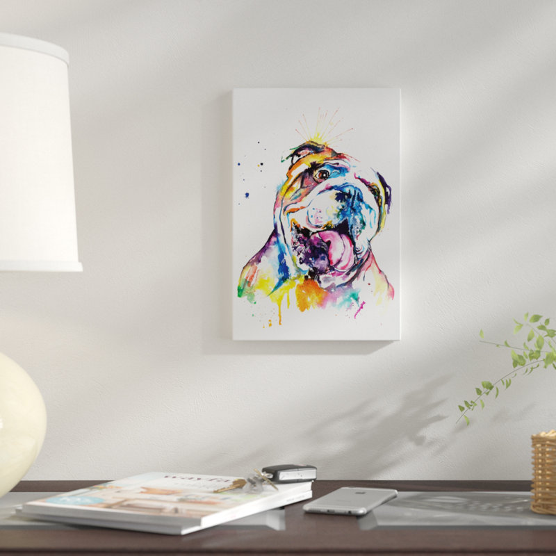 « bouledogue », impression sur toile, H 40 po x l 26 po x P 1,5 po, Pas de tapis, Toile tendue