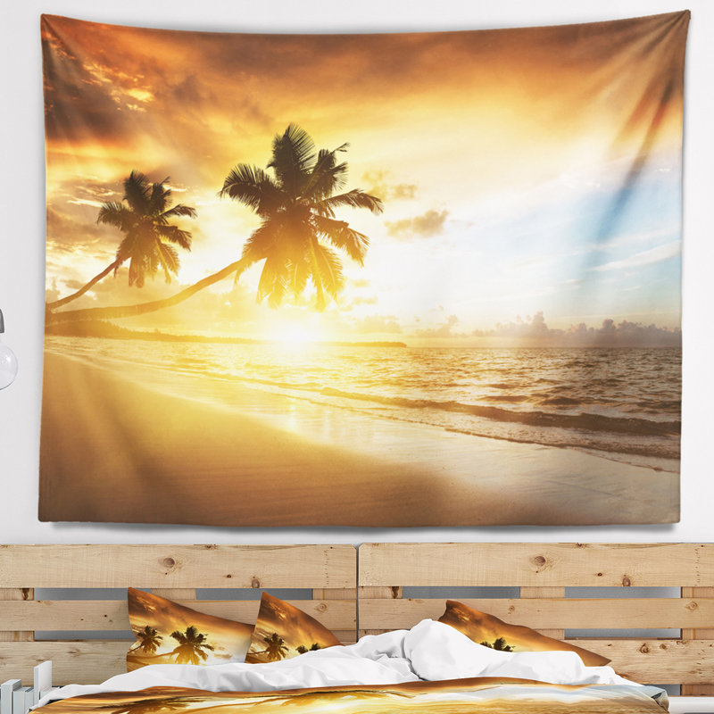 Tapisserie coucher de soleil seascape caraïbes mer, H 32 po x l 39 po