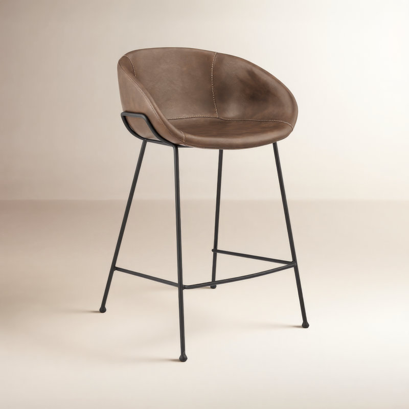 Ardea Counter & Bar Stool, Counter Stool (25.6" Seat Height), Dark Brown Faux Leather