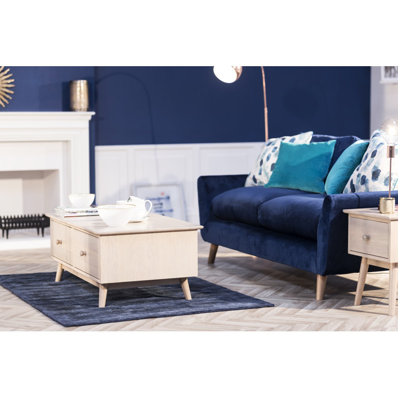 Colby Solid Wood Four Leg Coffee Table, Light Oak