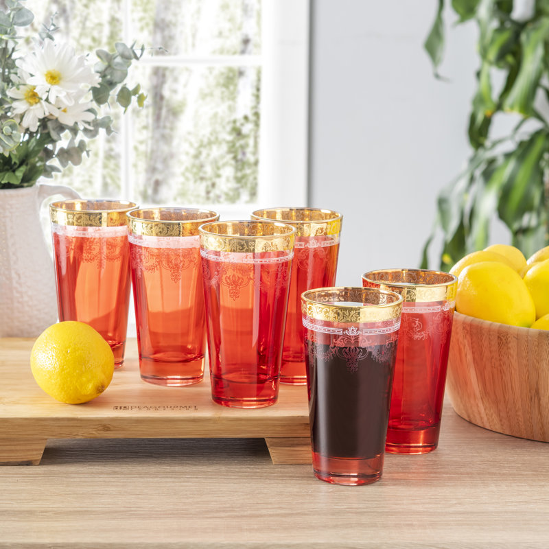 10 oz. Highball Glass Set, Red
