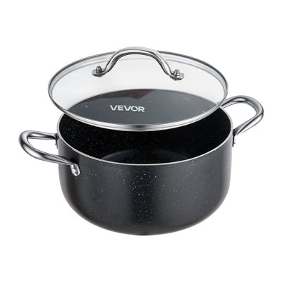 Aluminum Stock Pot, 6-Quart Nonstick Ceramic Coated Pot with Glass Lid, PFOA-Free, PFAS-Free, Induction Cooktops, Electric Stoves, Stews, and Pasta, Compatible with Gas Stoves, Designed for Soups