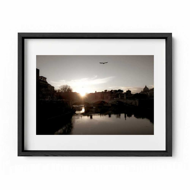Tiber Sunset Print by Joseph Regan, Black, 26" H x 36" W x 0.75" D