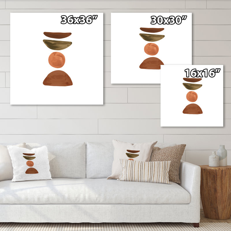 Minimal demi-lune et orange pleine lune - Impression sur toile, H 30 po x l 30 po x P 1 po, Toile tendue