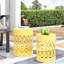 Tables de bout d'extérieur modernes en métal jaune, structure en fer découpé, robustesse thermolaquée, sans assemblage, l 13,54 po x P 13,54 po H 17,6 po x l 12,00 po x P 16,00 po-1974422771-1974422780