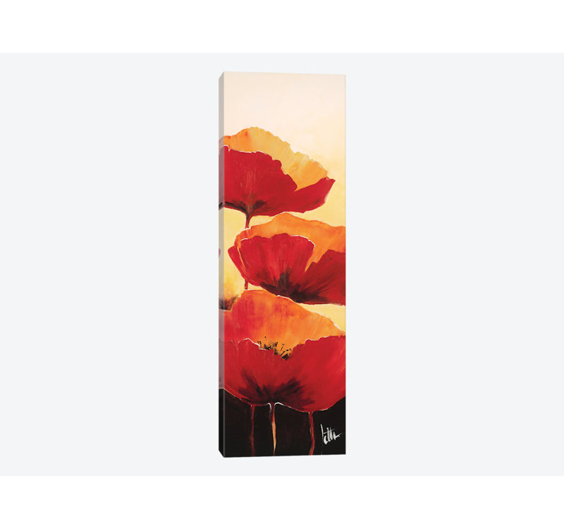 « three red popings i », impression sur toile, H 48 po x l 16 po x P 1,5 po, Toile tendue