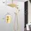 Ensemble de douche de plafond doré - Tête de douche de 12 po et douche à pluie autoportante en laiton naturel conforme à la norme américaine sur les conduites-125519091