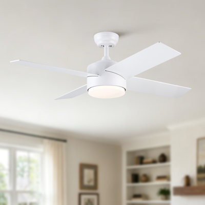 Ventilateur de plafond moderne Homesoul 44 po avec lumière et télécommande, moteur CC réversible à intensité variable 3CCT et minuterie avec mémoire