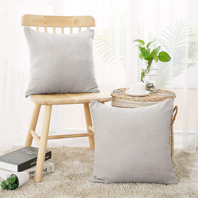  Housse de coussin carré en velours, Gris