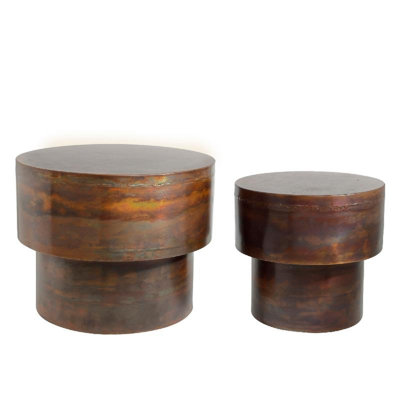 PTMD Side table Kys - 57x57x44 cm - Iron - Copper - Set of 2