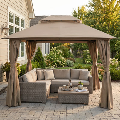 Pavillon de jardin en acier à toit double 13 pi x 10 pi Decksplore
