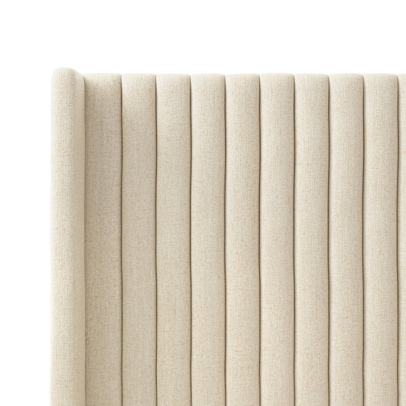 Montgomery Solid Wood Wingback Bed, Queen, Thames Cream