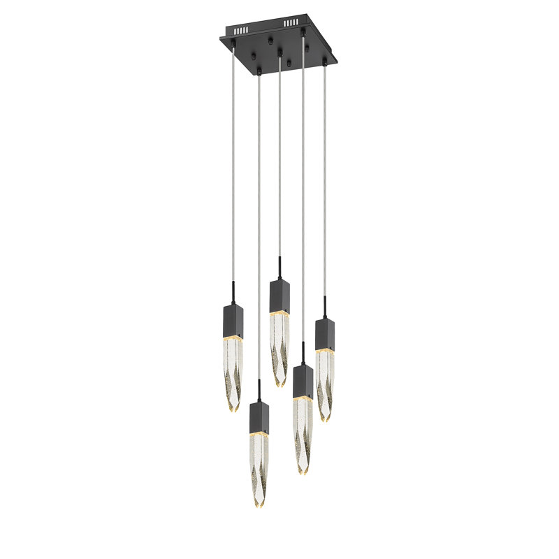Aspen 5 - Light Pendant, Matte Black, Clear Glacier K9