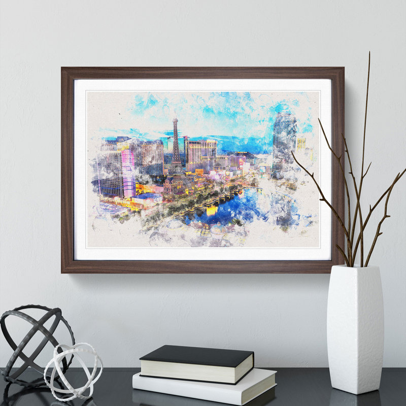 The Las Vegas Strip - Picture Frame Painting Print, Black Framed, 62cm H x 87cm W x 2cm D