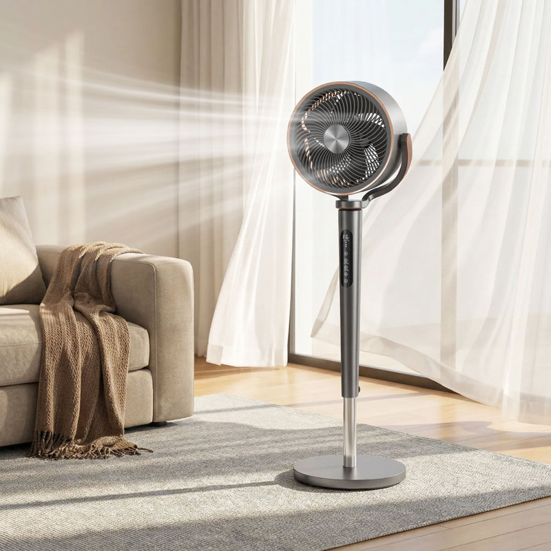 20dB Silent Standing Fan, Oscillating Fan with 12 Speeds, LED Light