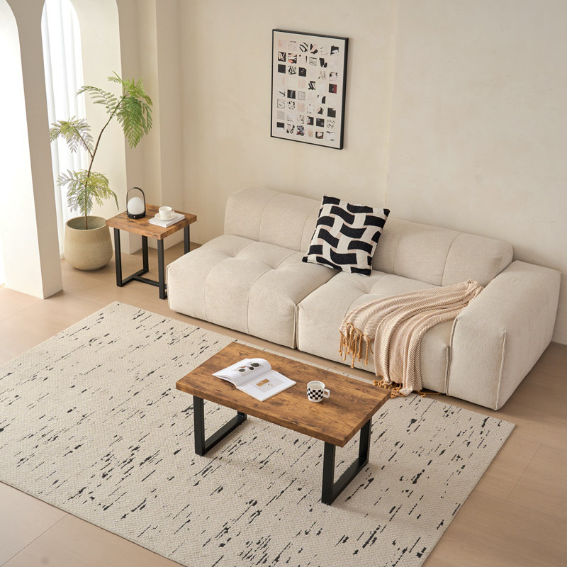 Table basse en panneau de fibres à densité moyenne avec pieds en métal