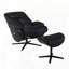 Fauteuil d'appoint en cuir fleur avec pivot et repose-pieds