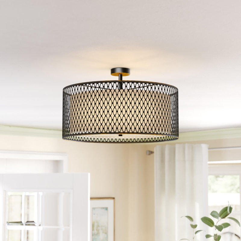 Ferrigno Semi Flush Mount, Bronze, 10" H x 17" W x 17" D 