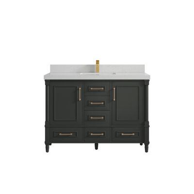 Ensemble de meuble-lavabo simple 48 po avec plateau en quartz Aberdeen
