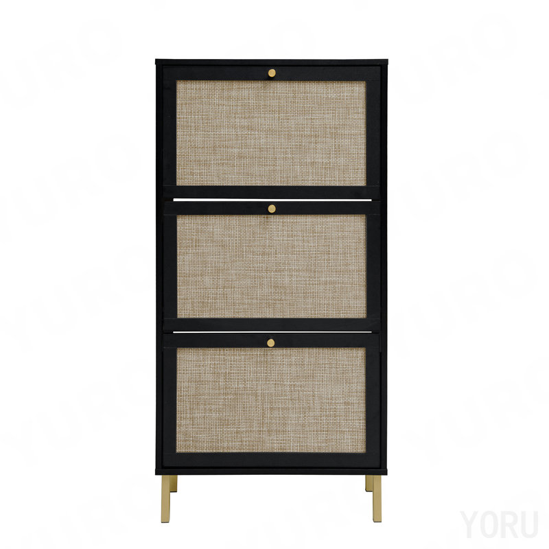 Range-chaussures 3 portes en rotin, moderne - standard