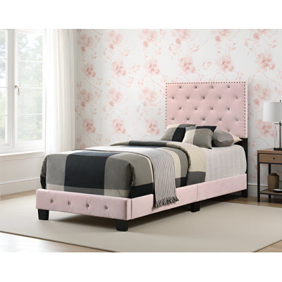 Modena Pink Velvet Twin Bed