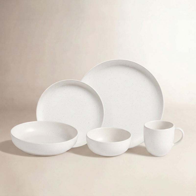 Casafina Pacifica Handmade Dinnerware Set 5 Piece, Salt