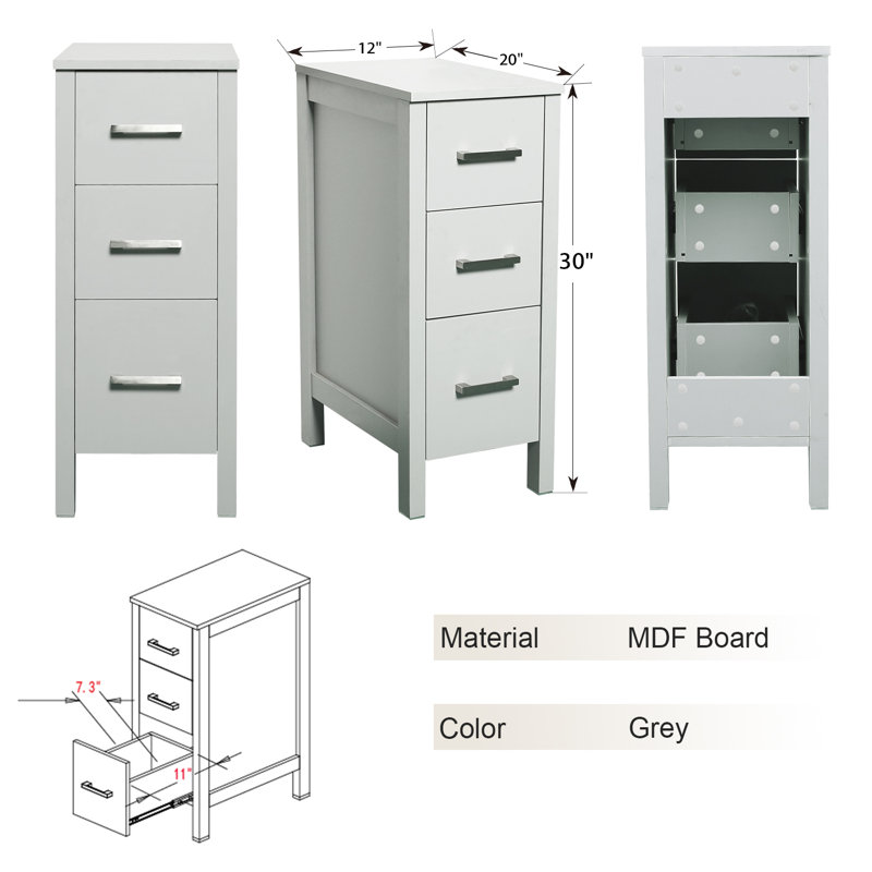 Ensemble de meuble-lavabo simple 3 po avec lavabo vasque, robinet, bonde 3 po 3, Gris