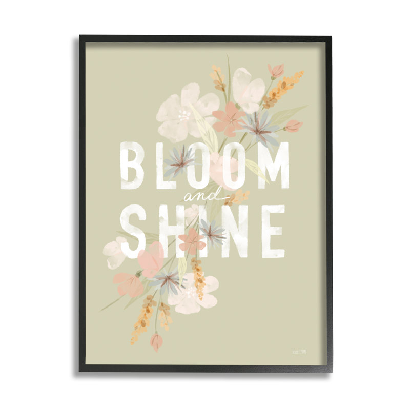 «Bloom & Shine Floral Herbs», impression encadrée sur bois, H 30 po x l 24 po x P 1,5 po, Giclée encadrée noir minuit