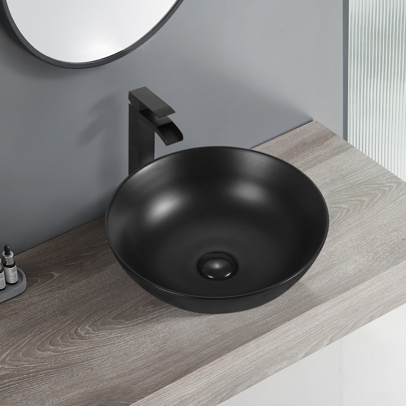 Bothwa Home 5.90"H Ceramic Textured Bowl-Shaped Vanity Sink, Stain Resistant, Scratch Resistant, Leak Resistant, Art Basin