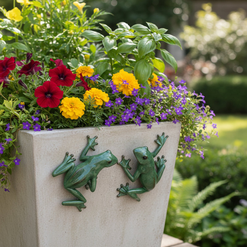 Ensemble de deux sculptures dimensionnelles de grenouille verte en résine