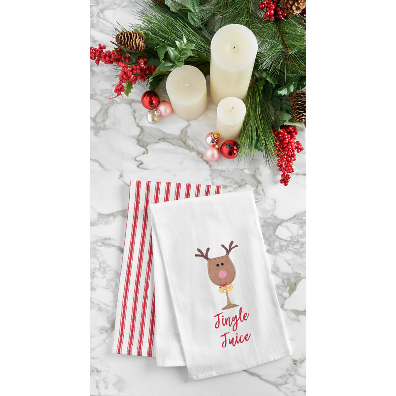 Torchon 100% coton brodé Jingle Juice