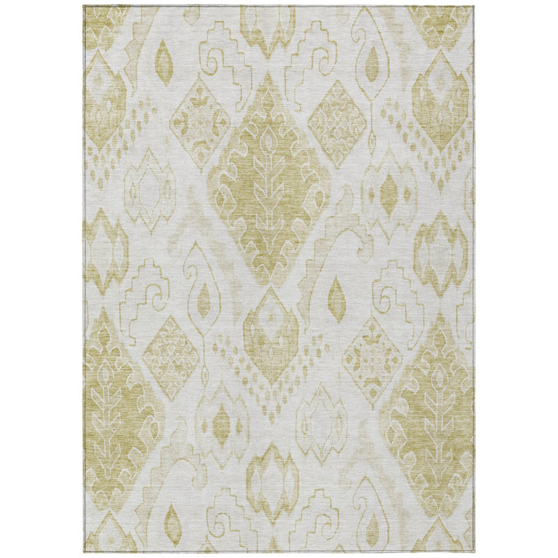 Tapis intérieur / extérieur beige 3 pi x 5 pi beige et ivoire marocain lavable