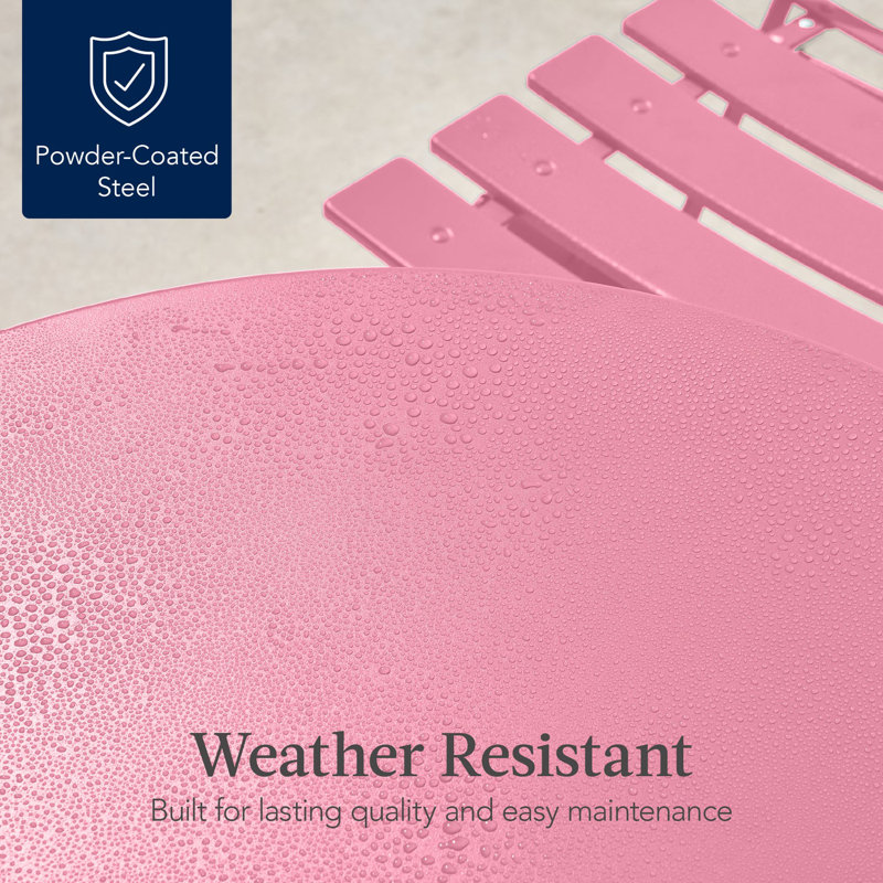 Folding Patio Bistro Set, Pink