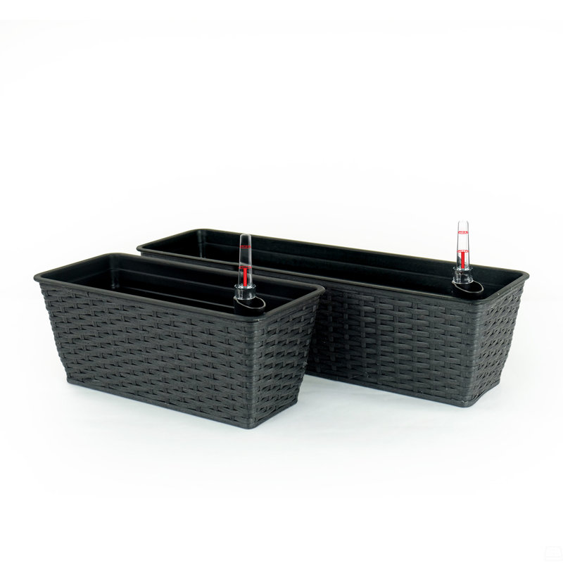 2-Pack Smart Self-Watering Rectangle Planter, Black