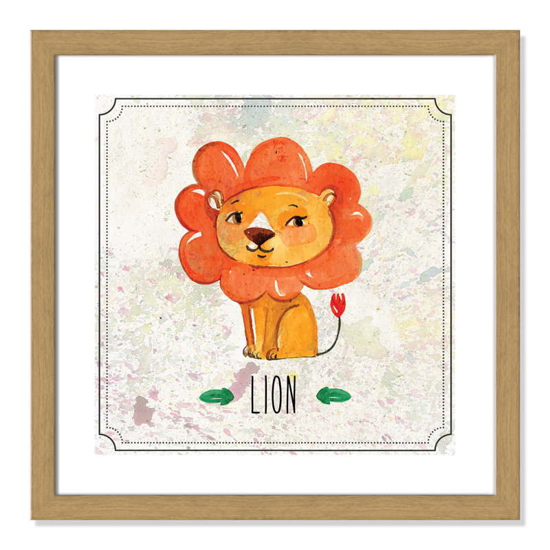 Impression sur papier Jungle Day 1 ', Encadré plat chêne, H 22,5 po x l 22,5 po x P 0,6 po