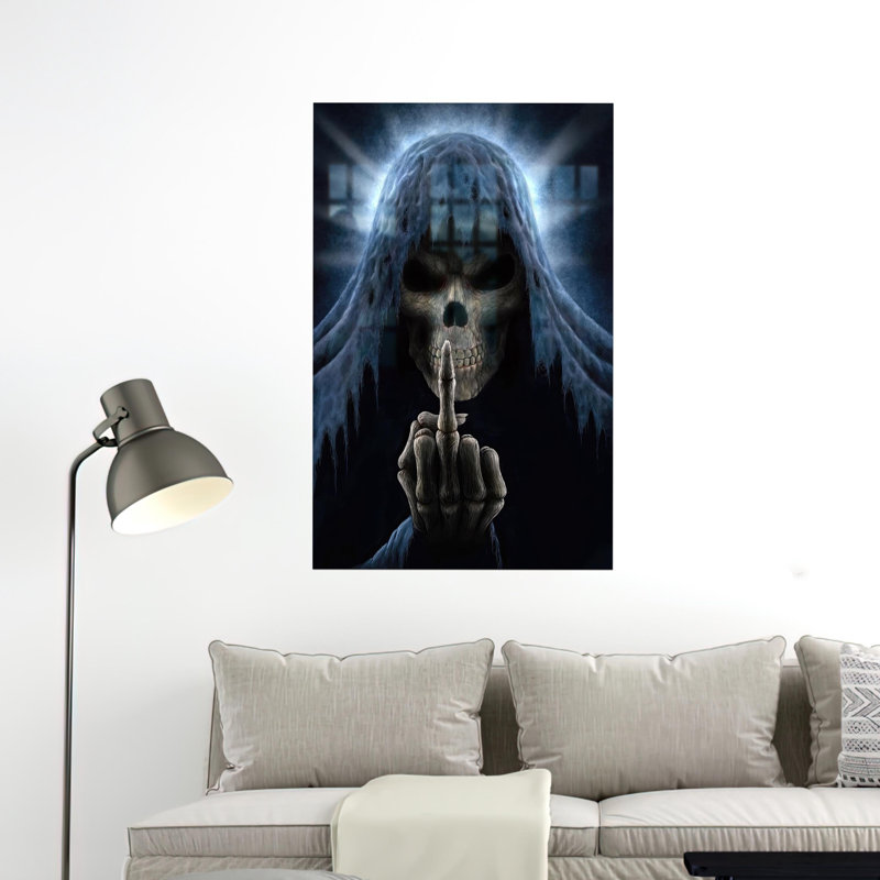 Modern Customizable Skull Print on Glass for Unique Home Decor and Personalized Gifting, 17.7" H x 11.8" W