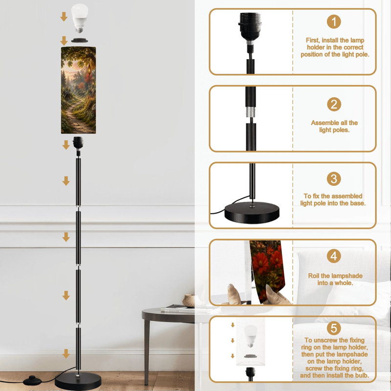 Lampe sur pied fantaisie champignon forêt à intensité variable moderne avec télécommande et pédale abat-jour abat-jour grand poteau d'angle pour le salon, la chambre et le bureau