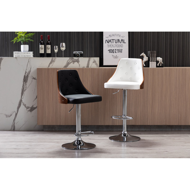 Arefa Swivel Adjustable Height Bar Stool, Black