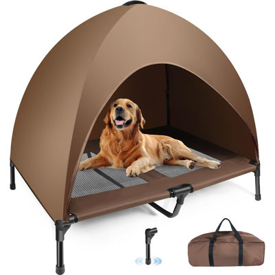 Elevated Dog Bed,Raised Outdoor Dog Bed with Canopy,