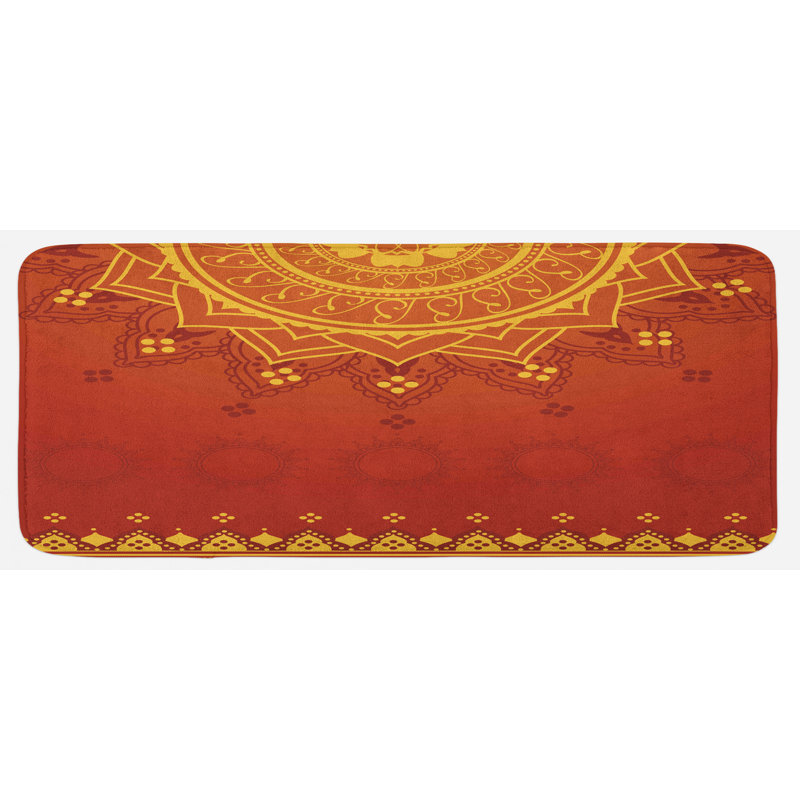 Tapis de cuisine orange boho avec effets traditionnels en vedette d’arrière-plan marigold