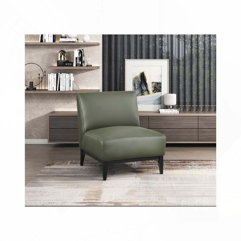 Leather Solid Wood Accent Chair