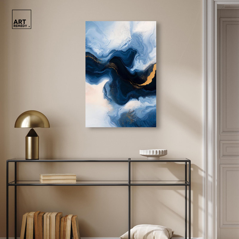 «Blue Deep II» par Blue Geode , H 30 po x l 20 po, Toile tendue, Peinture sans cadre