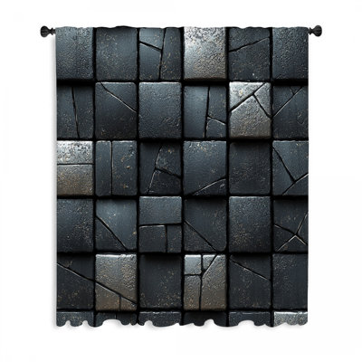 Stone Texture Window Curtains, Abstract Blockout & Sheer Curtains - 1 Panel