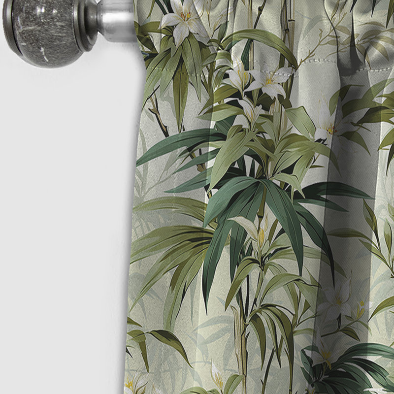 Motif de bambou tropical Zen III - rideau floral - rideau occultant floral - 1 panneau, L 52 po x L 95 po