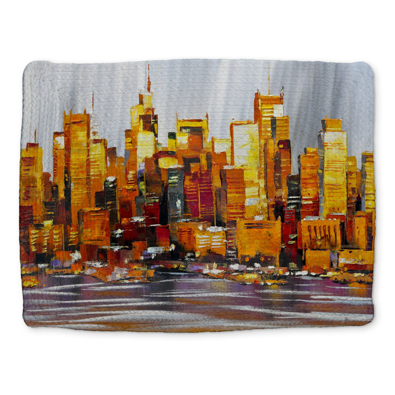 Orange Buildings Braided Polyester Placemat | Home Decor