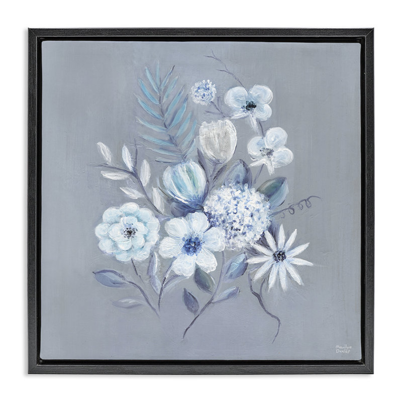 Cadre flottant à fleurs mixtes, design par Marilyn Dunlap, Cadre flottant noir de jais, H 18 po x l 18 po